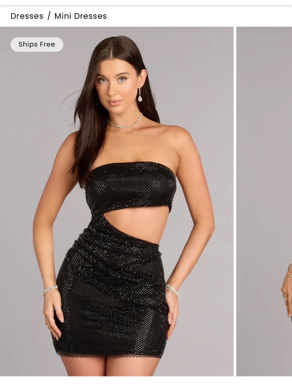 Windsor Black Strapless Cutout Sequin Mini Dress